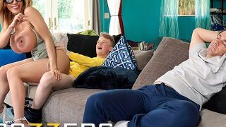 Jimmy uses x-ray specs to scrutinize Amber Alena’s big boobs through her clothes at Brazzers.