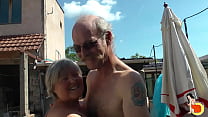 Grannies Jean-Pierre and Raymonde embrace a burning BBC scene.