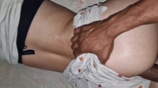 Interracial intimacy with my pet, masturbation in my boyfriend’s bed when he left for work – Spanish Experiences.